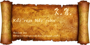 Kánya Nándor névjegykártya